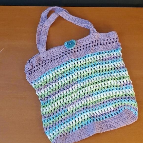 Handmade Handbags - Colorful Handmade Crochet Tote Bag